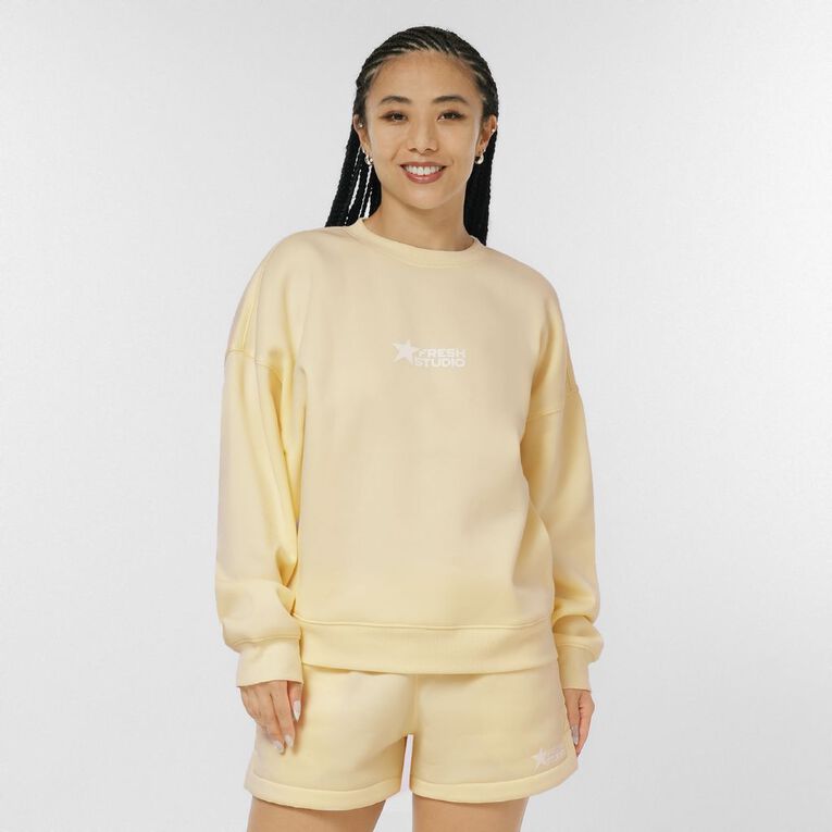 Garage Women's Fresh Fleece Crew, Yellow Light, hi-res