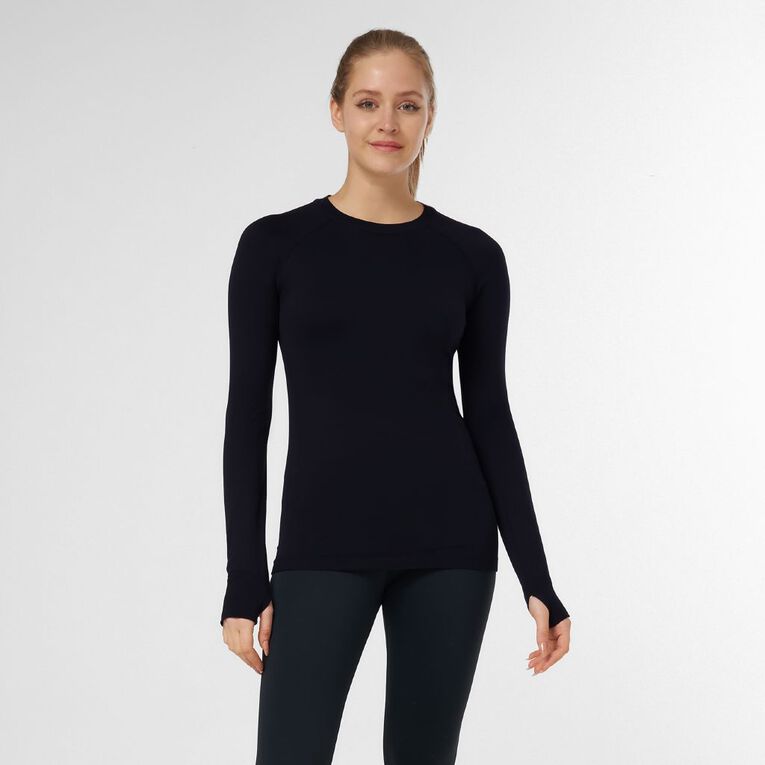 Active Intent Women's Long Sleeve Seamless Top, Black, hi-res