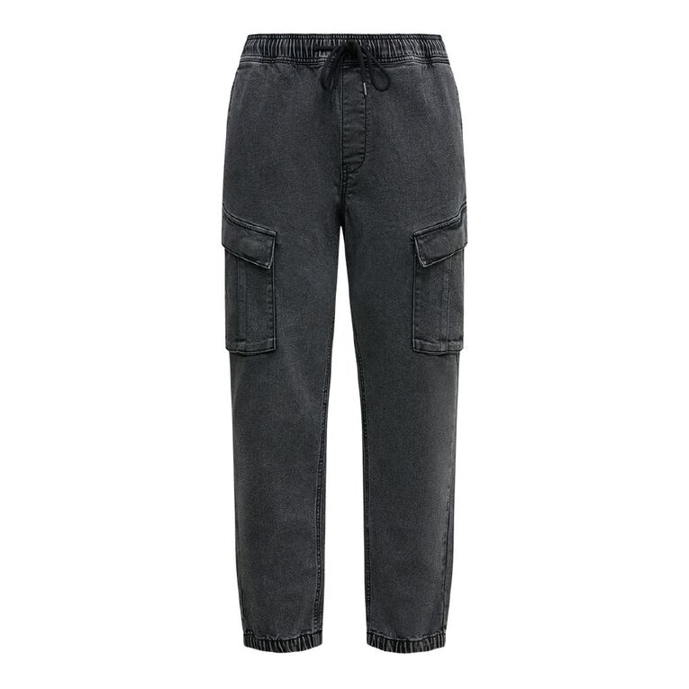 Garage Men's Denim Cargo Joggers, Black, hi-res