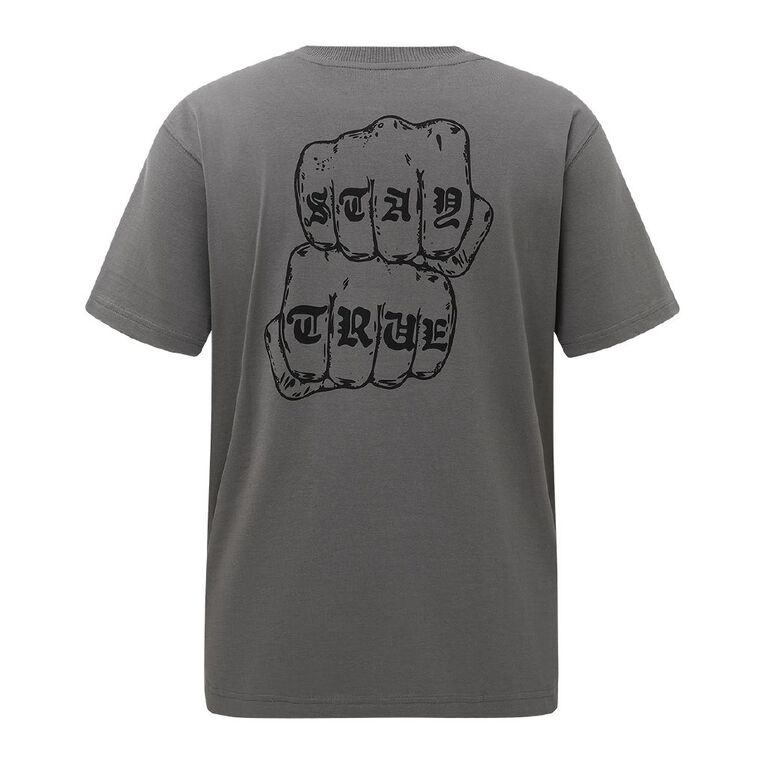 H&H Men's Relaxed Fit Graphic Tee, Grey Dark Fist, hi-res
