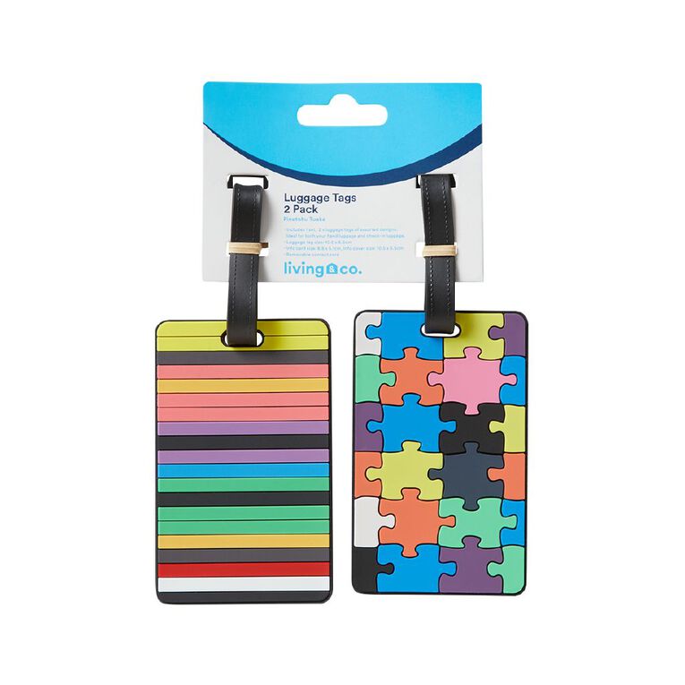 Living & Co Luggage Tags Assorted 2 Pack, , hi-res