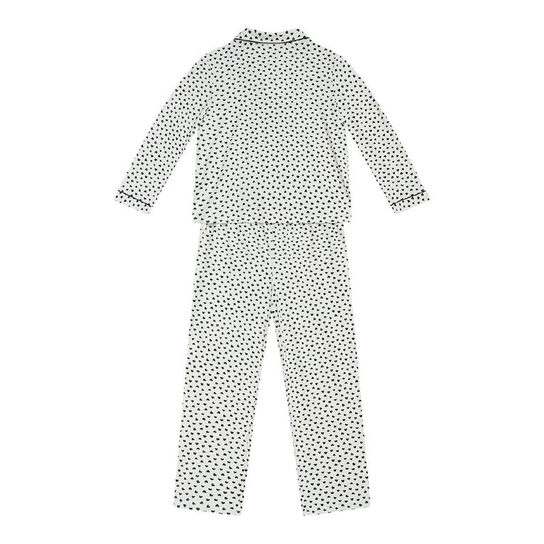 H&H Girls' Comfy Button Up Pyjama Set, Cream, hi-res