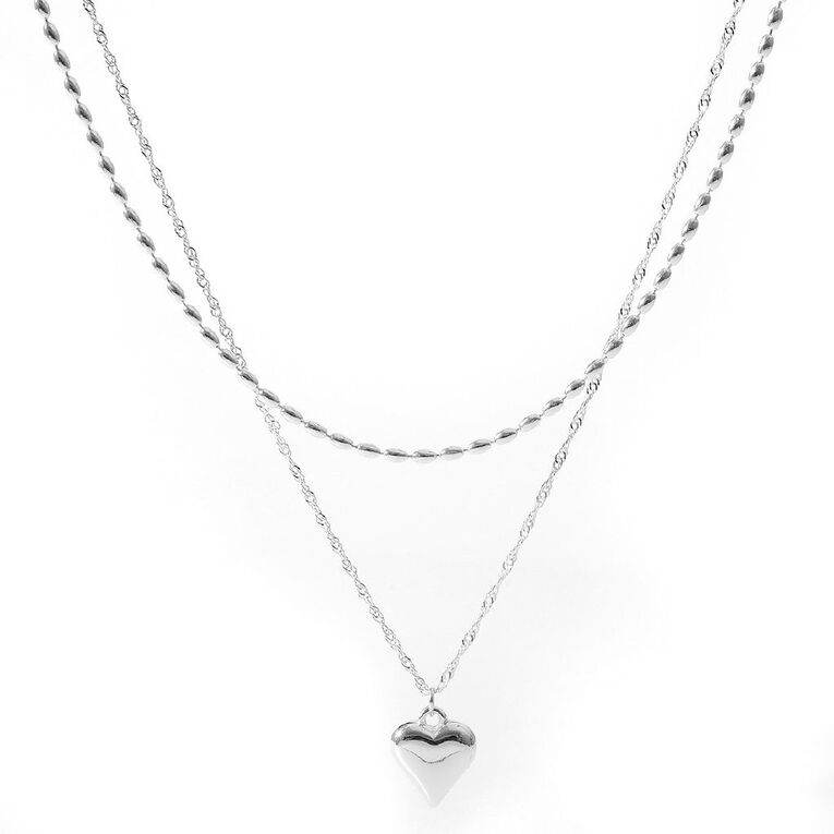 Puff Heart Bubble Necklace Two Layer, , hi-res