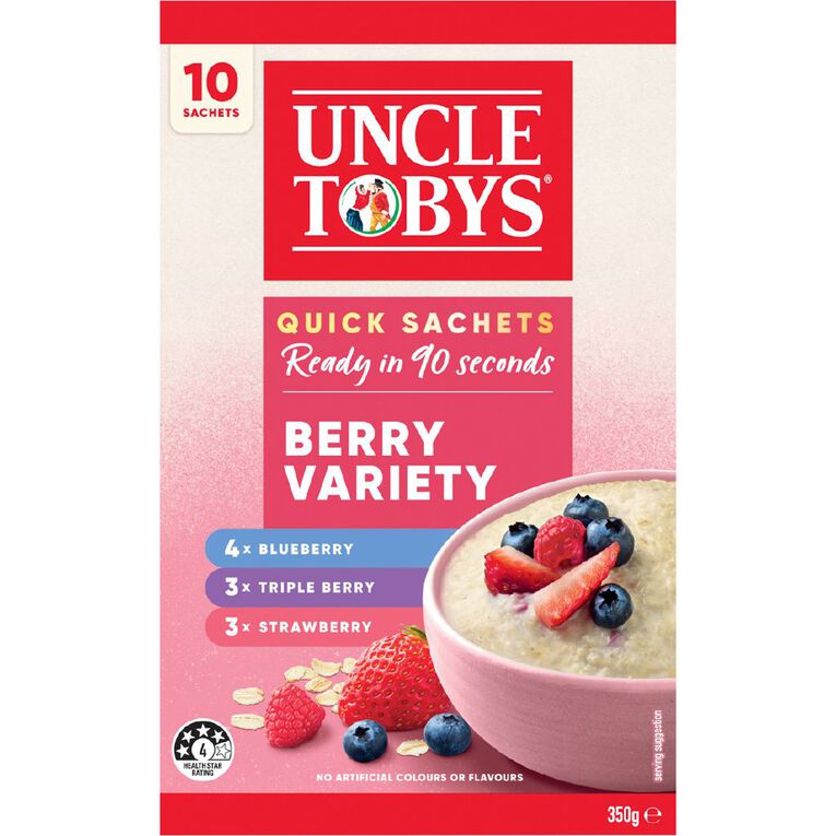 Uncle Tobys Oats Quick Sachet Berry Variety 350g, , hi-res