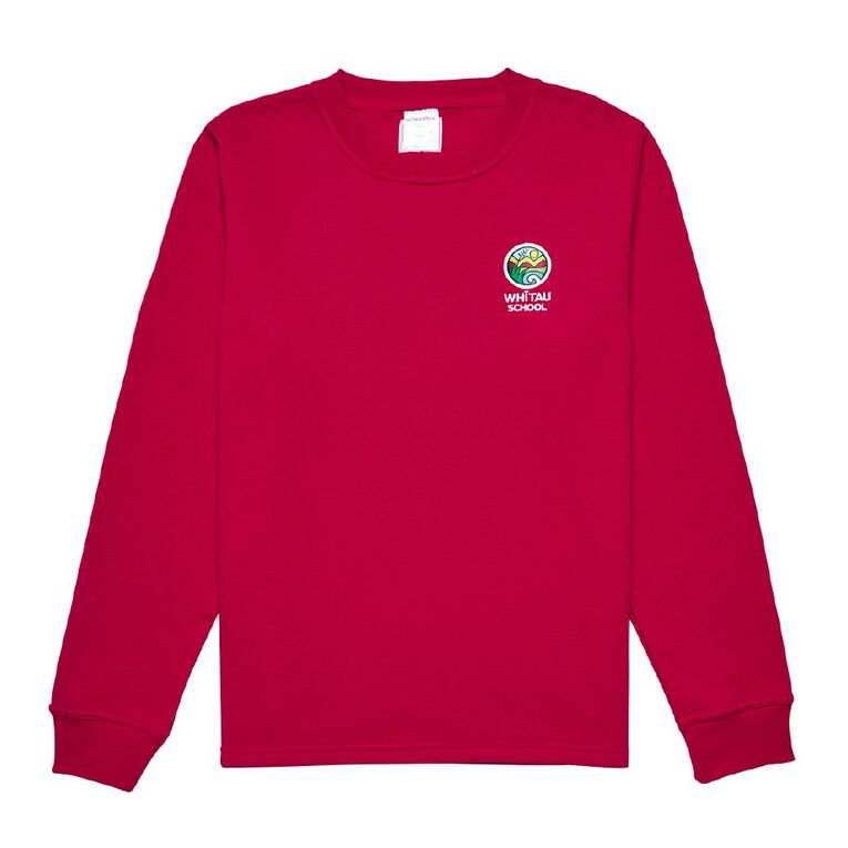Schooltex Whitau School Tunic Sweatshirt with Badge, Red Mid, hi-res