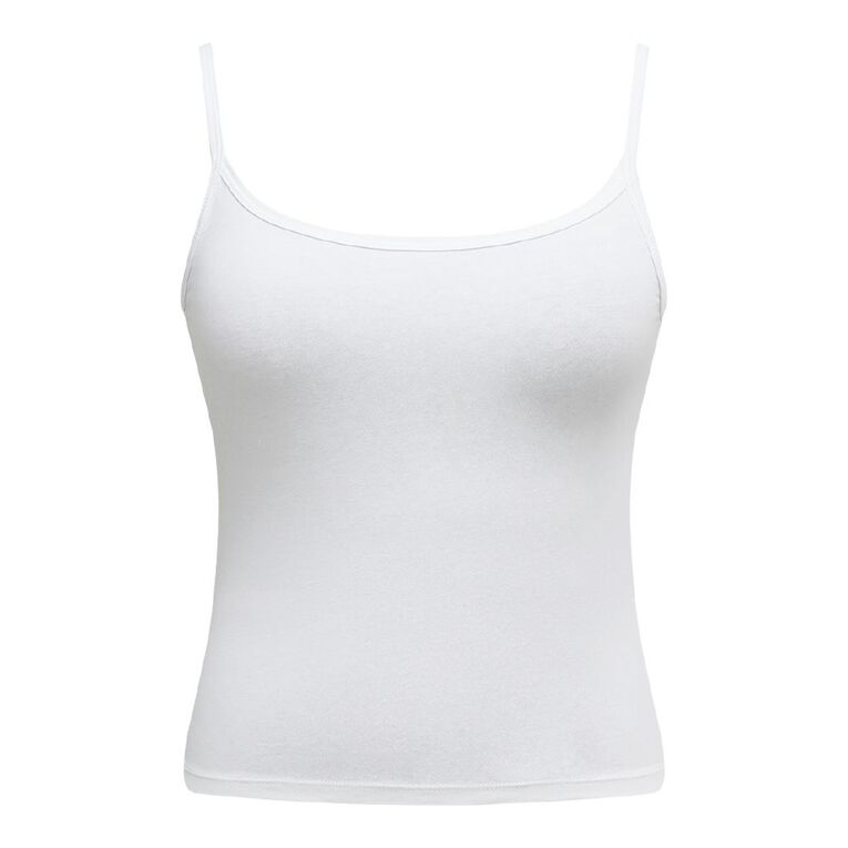 H&H Essentials Women's Stretch Cotton Cami, White, hi-res