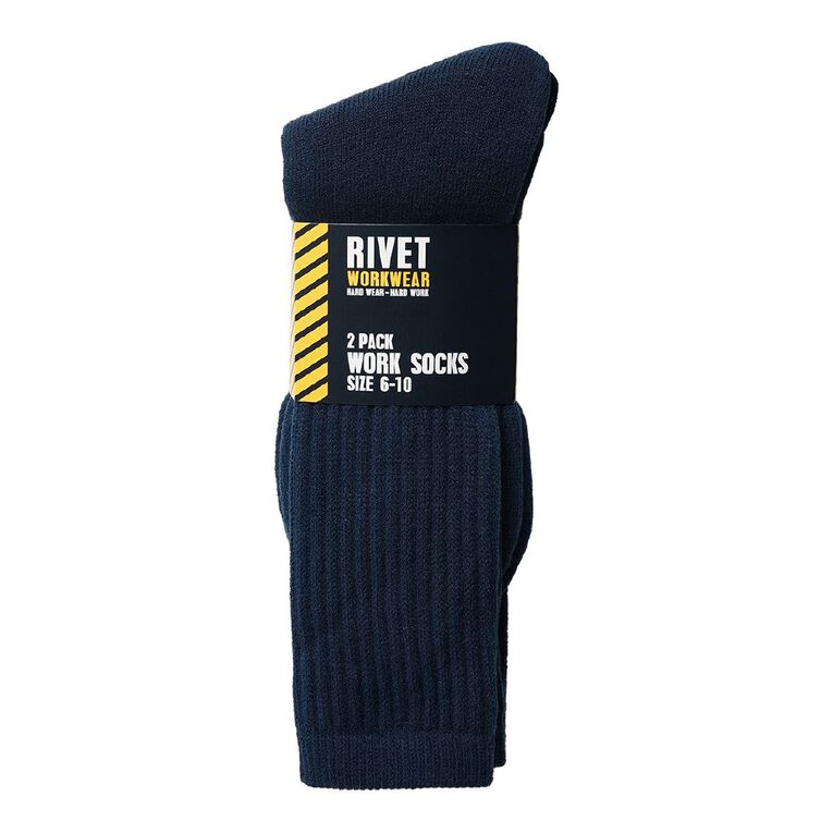 Rivet Men's Work Socks 2 Pack, Navy W26, hi-res
