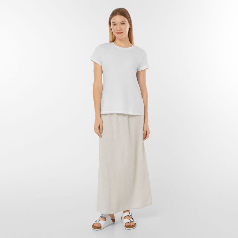 H&H Women's Long Linen Blend Skirt, Brown Light, hi-res