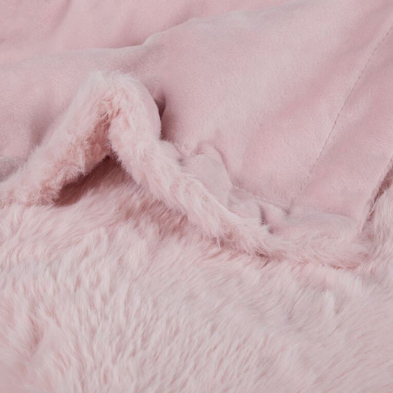 Living & Co Throw Faux Fur Bunny Pink 127cm x 152cm, , hi-res