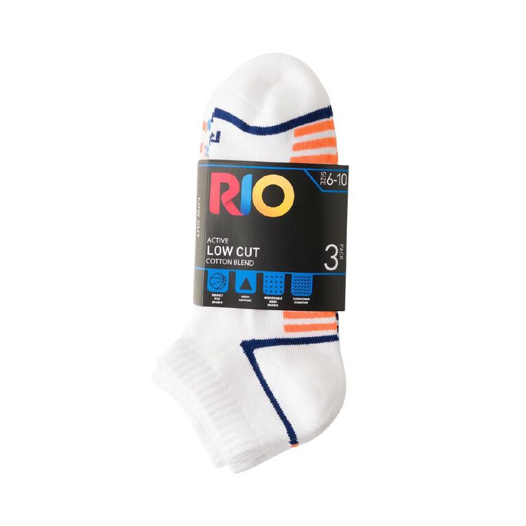 Rio Men's Active Mid Crew Socks 3 Pack, White, hi-res