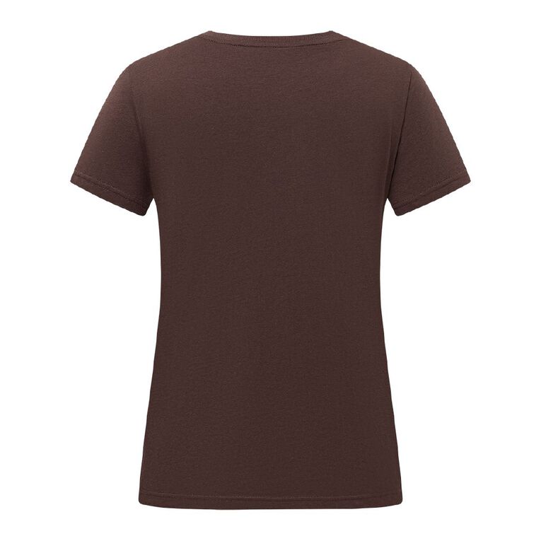 H&H Women's Short Sleeve Crew Neck Cotton Tee, Brown Dark, hi-res