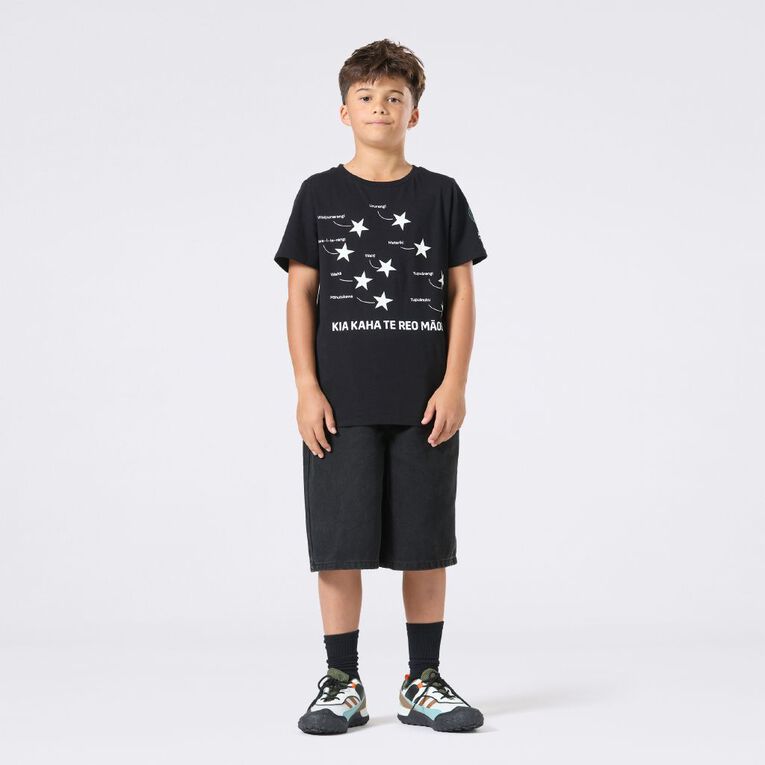 MLC Kids' Matariki Glow In The Dark Tee, Black, hi-res