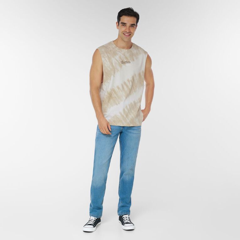 Garage Men's Acid Wash Muscle Singlet, Brown Light, hi-res