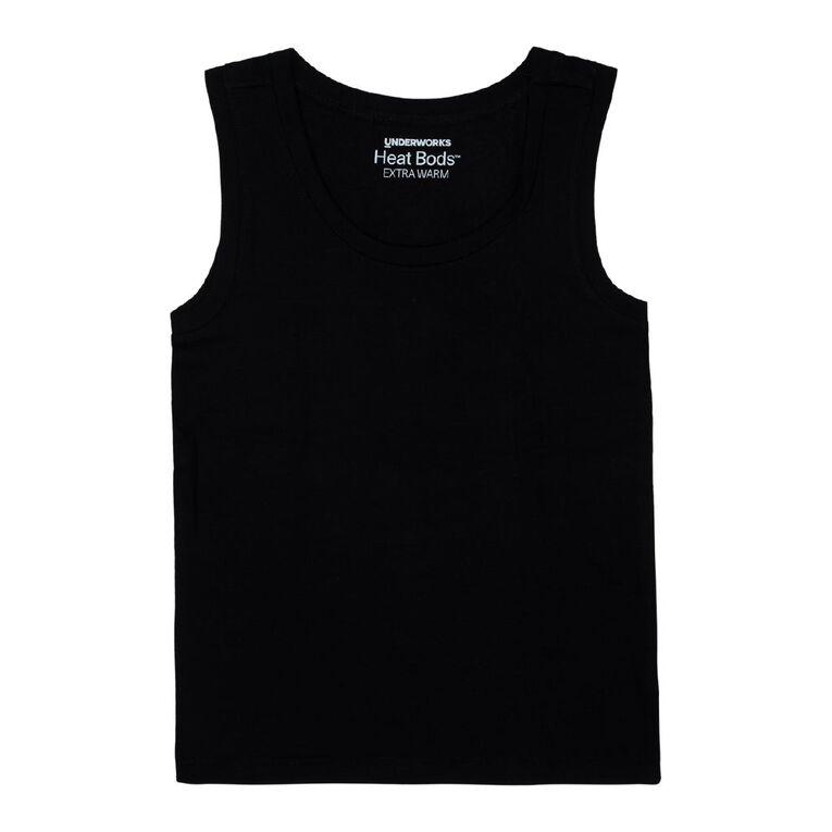 Underworks Kids' Heatbod Singlet, Black, hi-res