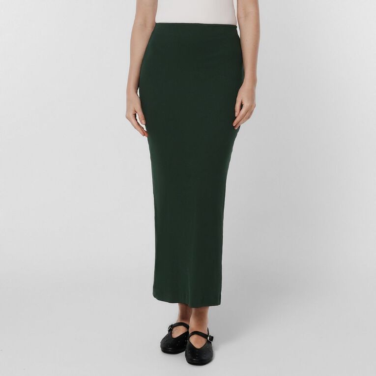 H&H Women's Rib Knit Maxi Skirt, Green Dark, hi-res