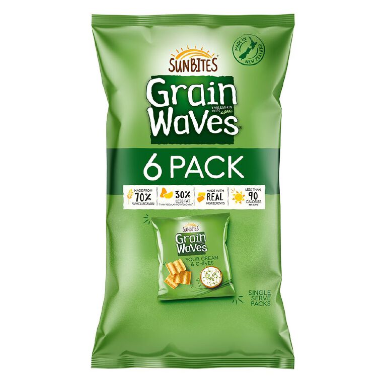 Sun Bites Grain Waves Sour Cream & Chives 6 Pack, , hi-res