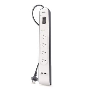 Belkin 4 Way Surge Protector With Dual 2.4A USB Ports & Cord White