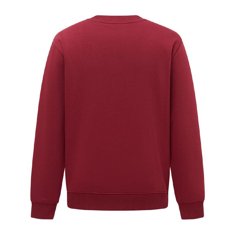 H&H Men's Plain Crew Sweatshirt, Red Dark, hi-res