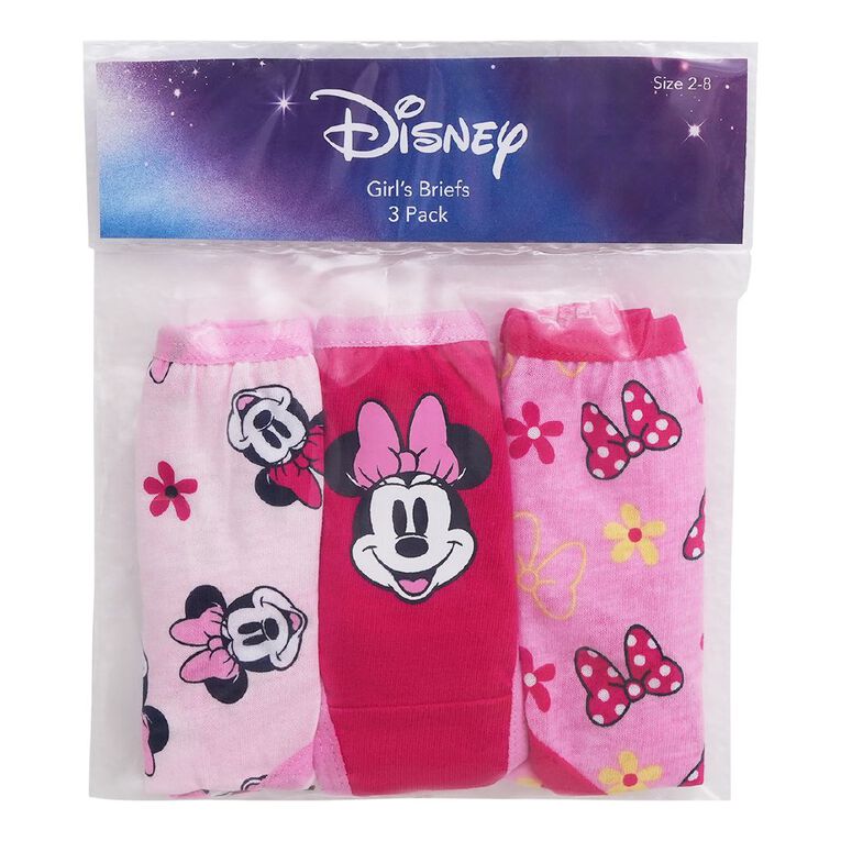 Minnie Mouse Girls' Briefs 3 Pack, Pink Mid, hi-res