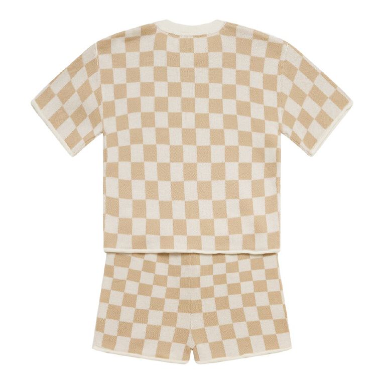 Young Original Toddler 2 Piece Knitted Top and Shorts Set, Brown Light, hi-res