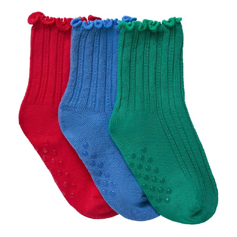 H&H Infants' Frill Quarter Crew 3 Pack, Red, hi-res