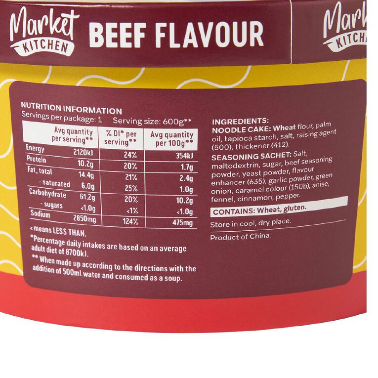 Market Kitchen Bowl Noodles Beef 100g, , hi-res