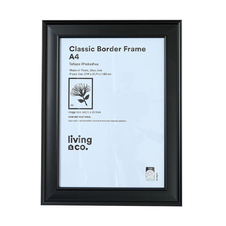 Living & Co Classic Border Frame Black A4, , hi-res