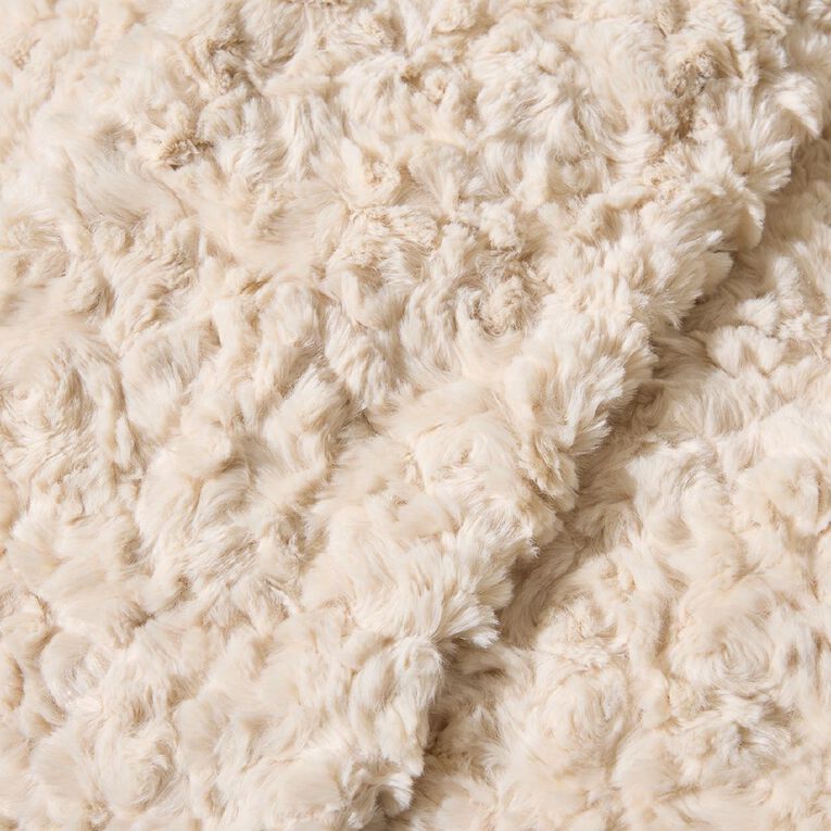 Living & Co Throw Faux Fur Texture Natural 127cm x 152cm, , hi-res