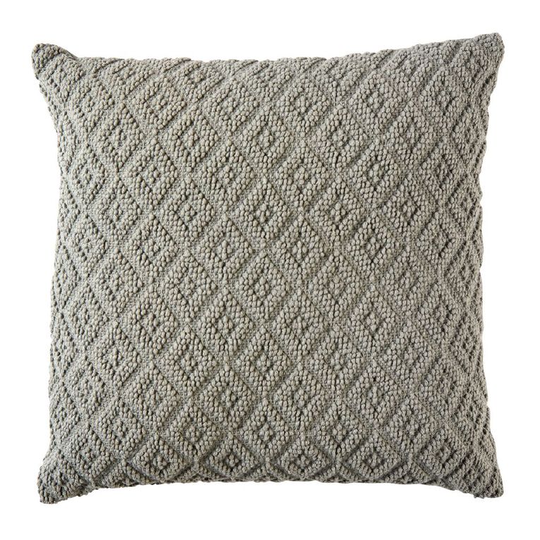 Living & Co Cushion Cotton Diamond Green 45cm x 45cm, , hi-res