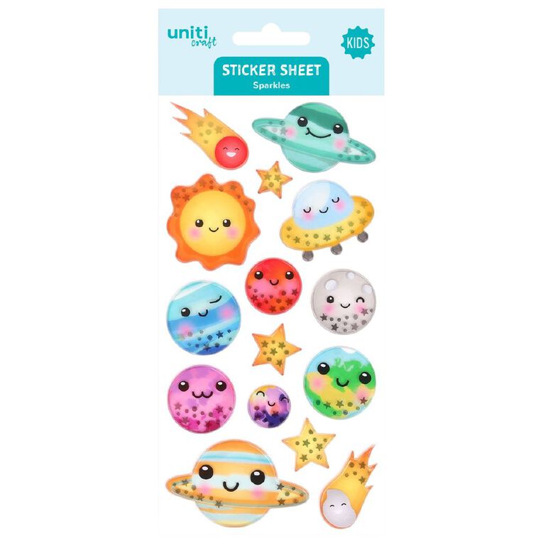 Uniti Craft Kids Sparkles Sticker Sheet Space Sparkles, , hi-res