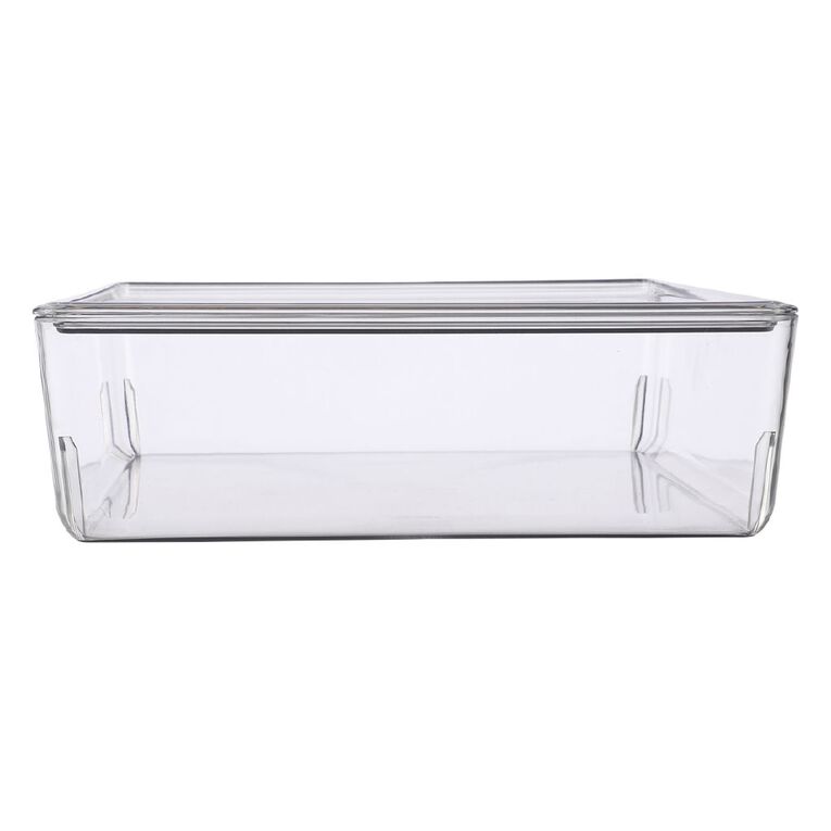 Living & Co Lisse Shallow Lidded Organiser Clear 6L, , hi-res