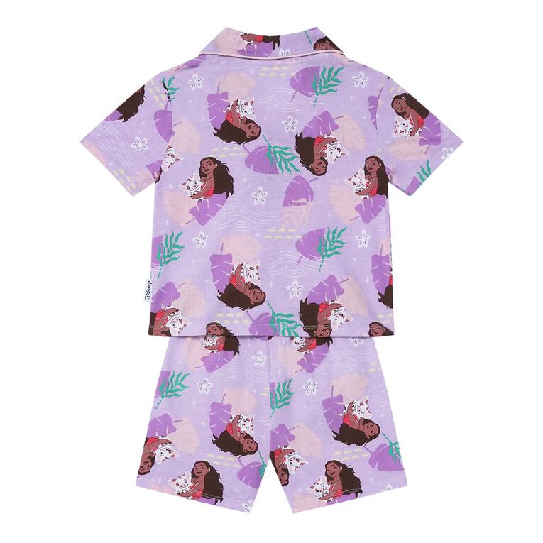 Moana Girls' Short Sleeve Button Up Pyjama Set, Purple Mid, hi-res