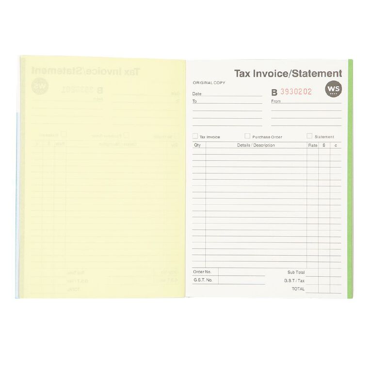 WS Invoice/Statement Book A5Dl Ncr 50 Forms Green Mid, , hi-res