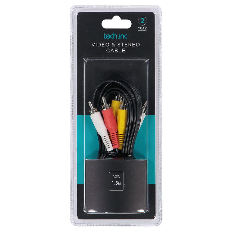 Tech.Inc 3RCA Plug to 3RCA Plug Cable 1.5m, , hi-res