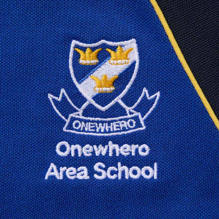 Schooltex Onewhero Area School Short Sleeve Polo with Embroidery, Royal/Navy, hi-res
