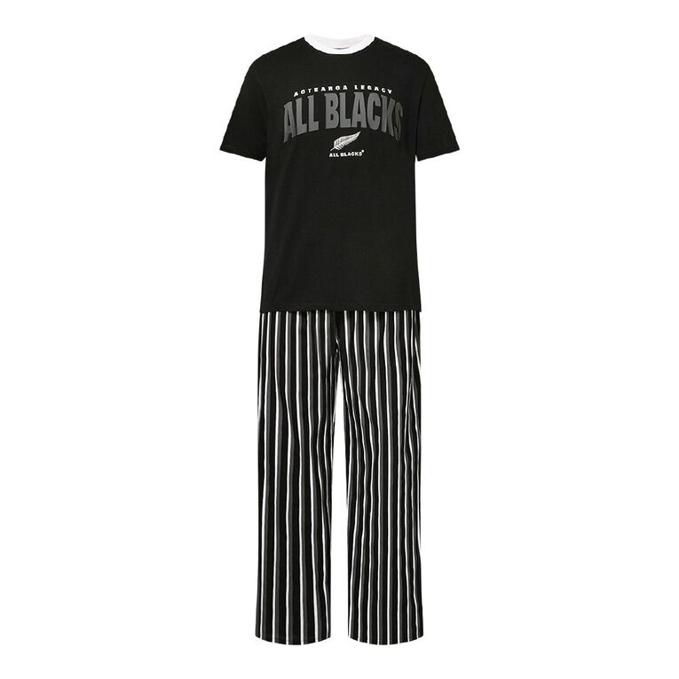 All Blacks Men's Tee and Woven Pants Pyjama Set, Black, hi-res