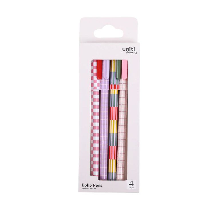 Uniti Stationery Boho Pens 4 Pack, , hi-res