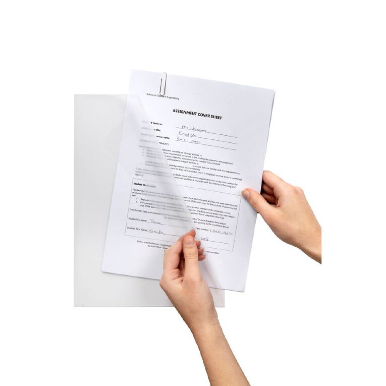 Marbig File A4 L Shaped Pocket Ultra PP Clear, , hi-res