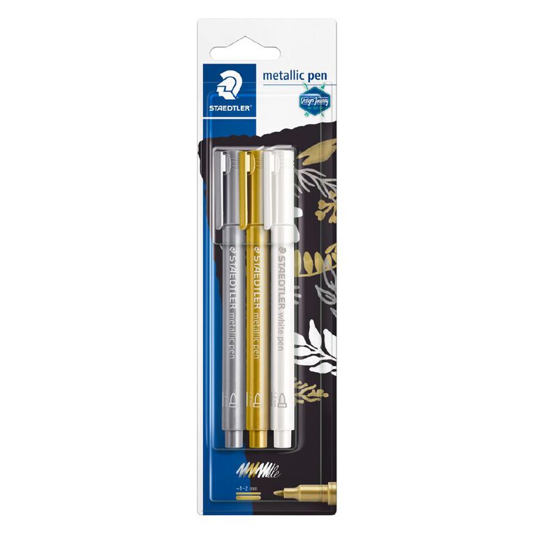 Staedtler Metallic Markers 1-2mm Assorted 3 Pack, , hi-res