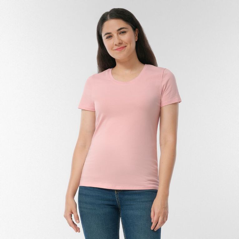 H&H Women's Stretch Scoop Neck Tee, Pink Light, hi-res