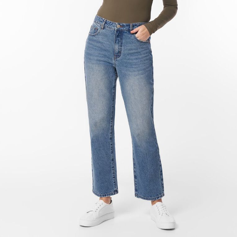H&H Women's Mid Rise Straight Leg Jean, Denim Mid, hi-res