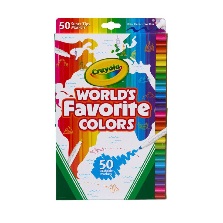 Crayola World's Favourite Colours Supertips 50 Pack, , hi-res