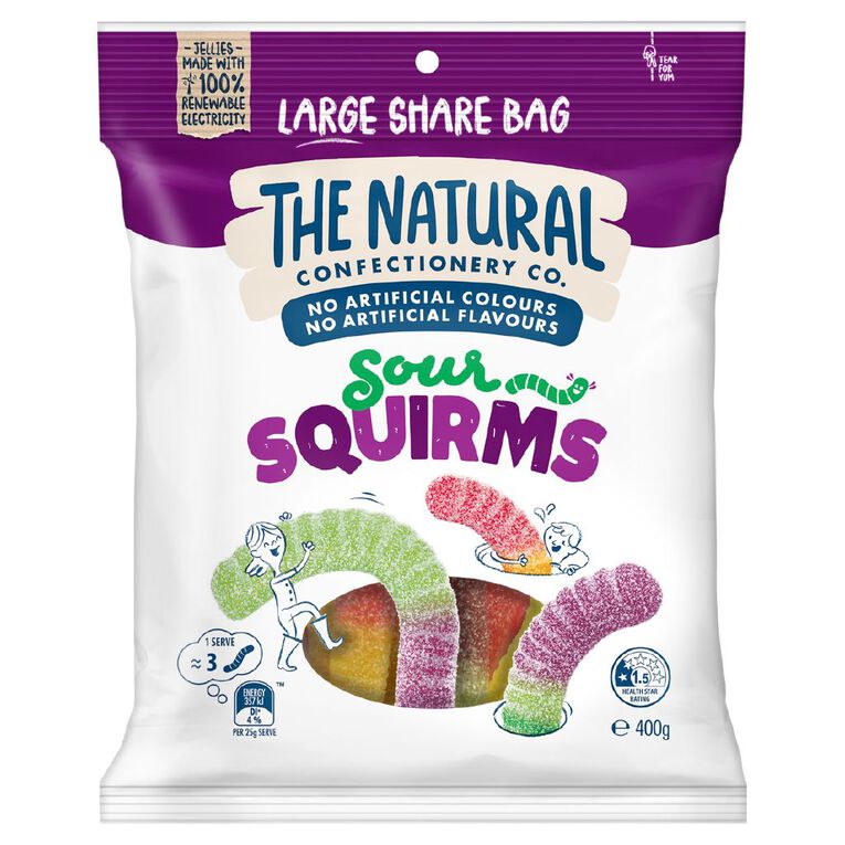 The Natural Confectionery Co. Sour Squirms 400g, , hi-res