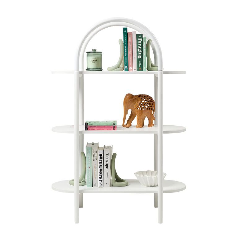 Living & Co Arched Bookcase 3 Tier White, , hi-res