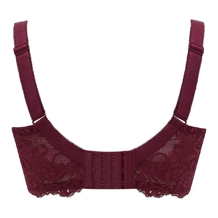 H&H Women's Ivy Lace Full Cup Bra, Red Dark, hi-res
