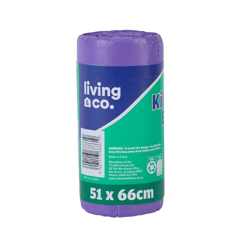 Living & Co Lavender Scented Kitchen Tidy Bag 27L 30 Pack