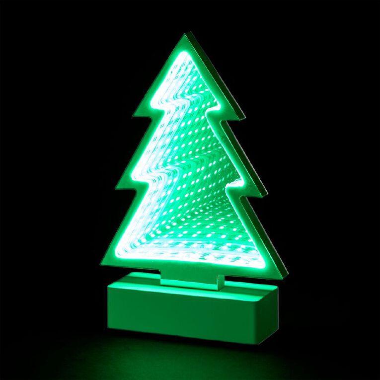 Wonderland Novelty Mirrored Tunnel Light Tree Design Green 35 LED 21cm, , hi-res