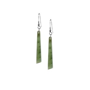 Stainless Steel Jade Stone Long Rod Earrings