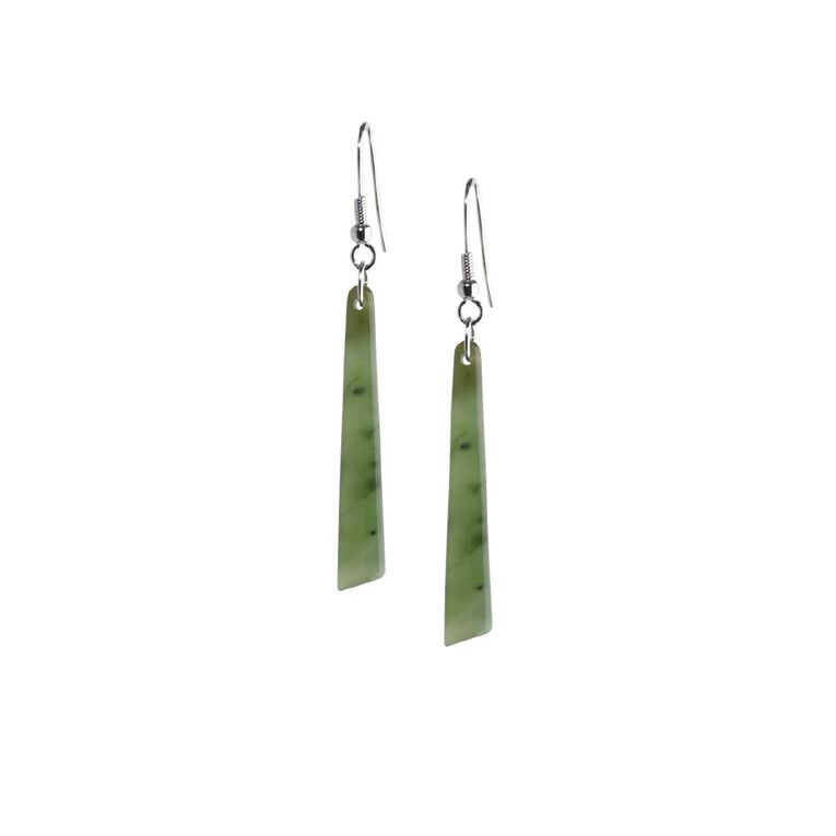 Stainless Steel Jade Stone Long Rod Earrings, , hi-res