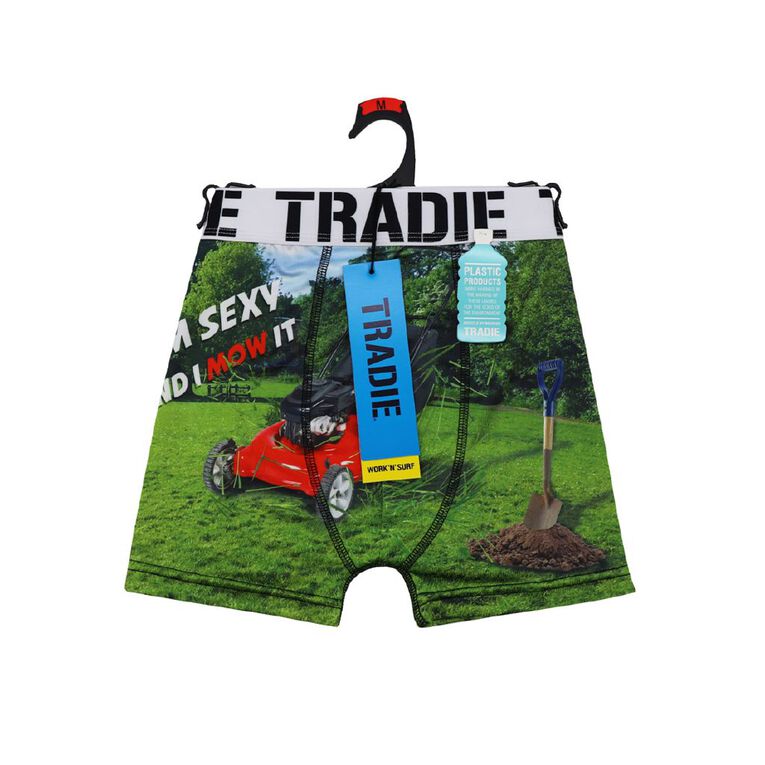 Tradie Men's Work N Surf Photo Trunks, Green, hi-res